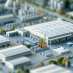 Scalable multi-tenant industrial estate layout with shared infrastructure and diverse facilities.