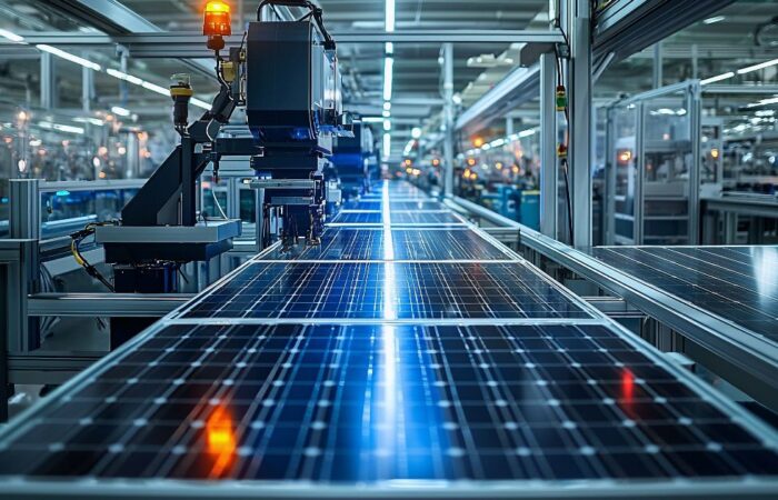 Automated assembly line showcasing next-gen solar module manufacturing with advanced technology.