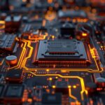 Detailed view of a microchip circuit board reflecting semiconductor plant design essentials in action.