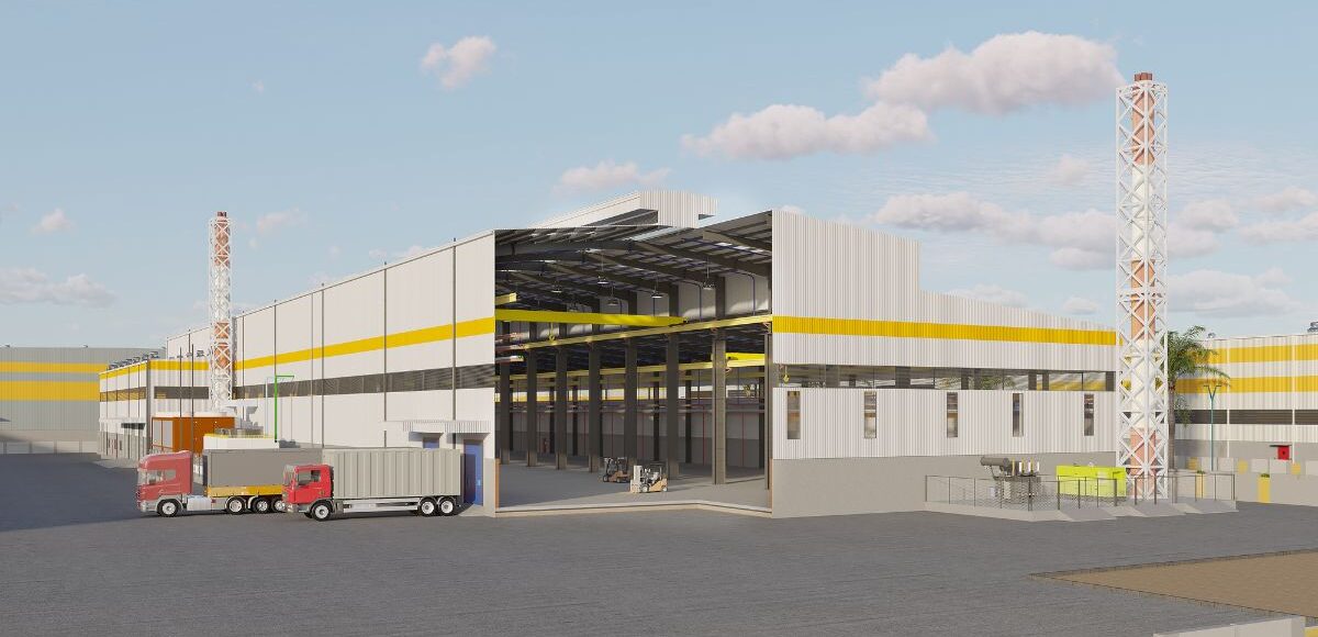 Industrial facility exterior with trucks and open bay, illustrating streamlined project execution phases