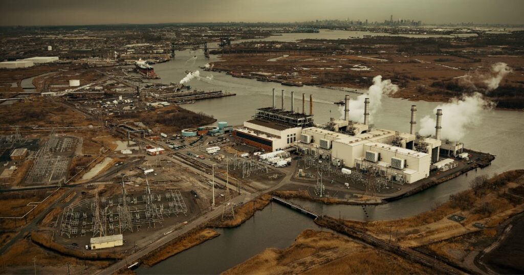 Aerial view of industrial infrastructure reflecting designing for Gujarat’s industrial clusters.